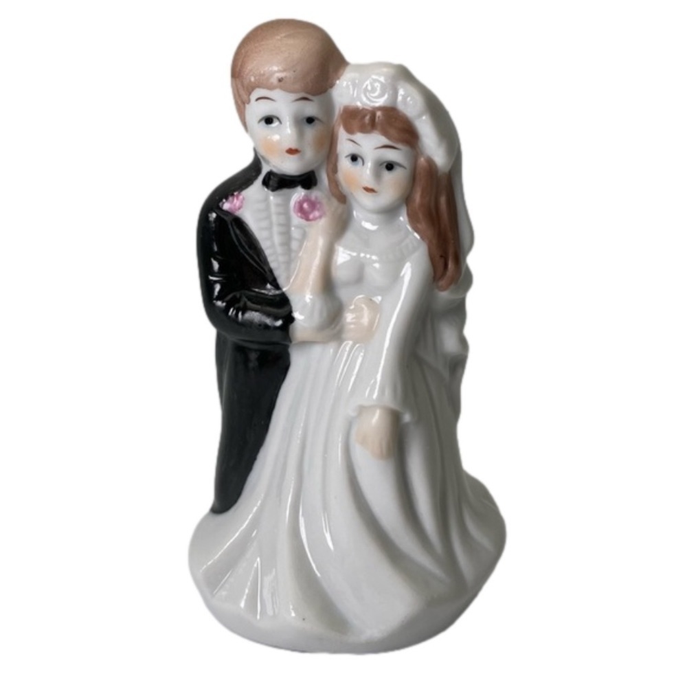 Bride and Groom Porcelain Figurine Cake Topper